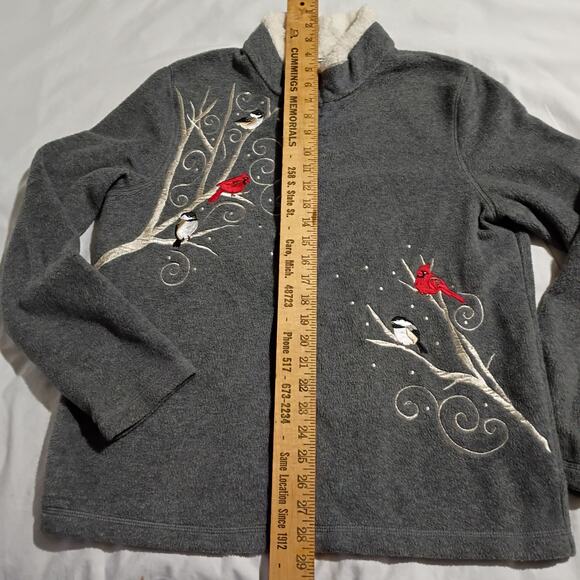 Croft & Barrow Women's Medium Polar Fleece Full-Zip Cardinals/Birds/Birch Jacket - Picture 6 of 10